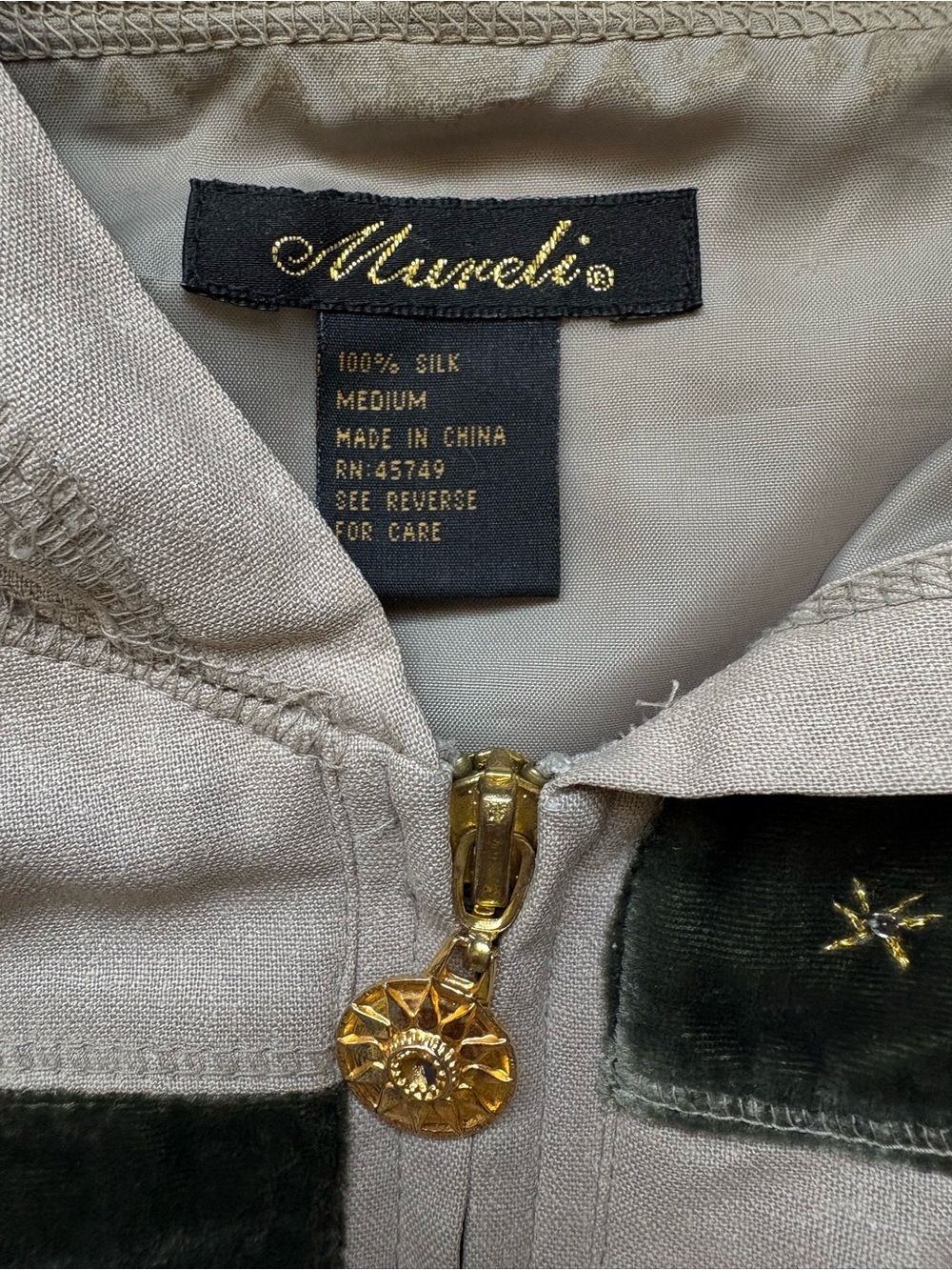Vintage Celestial Boho Silk Patchwork Hooded Bomber Jacket - Picture 3 of 7